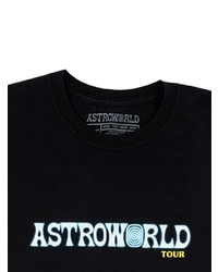 schwarzes bedrucktes T-Shirt mit einem Rundhalsausschnitt von Travis Scott Astroworld