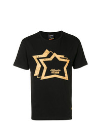 schwarzes bedrucktes T-Shirt mit einem Rundhalsausschnitt von atlantic stars
