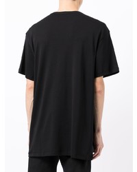 schwarzes bedrucktes T-Shirt mit einem Rundhalsausschnitt von Ann Demeulemeester