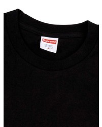 schwarzes bedrucktes T-Shirt mit einem Rundhalsausschnitt von Supreme