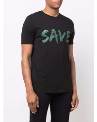 schwarzes bedrucktes T-Shirt mit einem Rundhalsausschnitt von Save The Duck