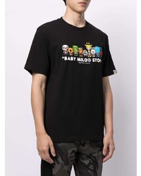 schwarzes bedrucktes T-Shirt mit einem Rundhalsausschnitt von *BABY MILO® STORE BY *A BATHING APE®