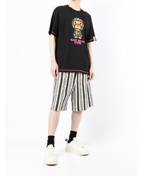 schwarzes bedrucktes T-Shirt mit einem Rundhalsausschnitt von *BABY MILO® STORE BY *A BATHING APE®