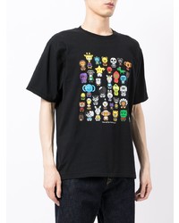 schwarzes bedrucktes T-Shirt mit einem Rundhalsausschnitt von A Bathing Ape