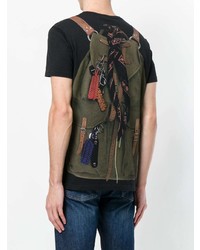 schwarzes bedrucktes T-Shirt mit einem Rundhalsausschnitt von Alexander McQueen