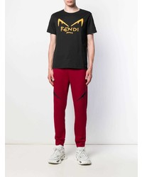 schwarzes bedrucktes T-Shirt mit einem Rundhalsausschnitt von Fendi