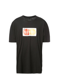 schwarzes bedrucktes T-Shirt mit einem Rundhalsausschnitt von Baja East