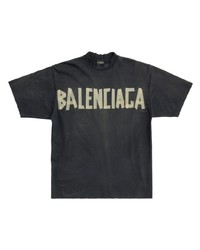 schwarzes bedrucktes T-Shirt mit einem Rundhalsausschnitt von Balenciaga