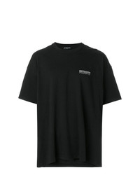 schwarzes bedrucktes T-Shirt mit einem Rundhalsausschnitt von Balenciaga