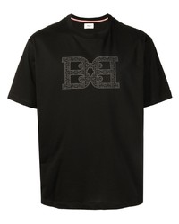 schwarzes bedrucktes T-Shirt mit einem Rundhalsausschnitt von Bally