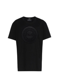 schwarzes bedrucktes T-Shirt mit einem Rundhalsausschnitt von Balmain