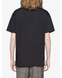 schwarzes bedrucktes T-Shirt mit einem Rundhalsausschnitt von Gucci