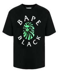 schwarzes bedrucktes T-Shirt mit einem Rundhalsausschnitt von BAPE BLACK *A BATHING APE®