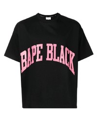 schwarzes bedrucktes T-Shirt mit einem Rundhalsausschnitt von BAPE BLACK *A BATHING APE®