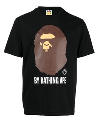 schwarzes bedrucktes T-Shirt mit einem Rundhalsausschnitt von BAPE BLACK *A BATHING APE®