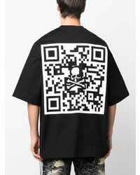 schwarzes bedrucktes T-Shirt mit einem Rundhalsausschnitt von Mastermind Japan