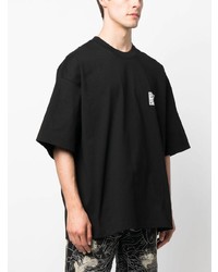 schwarzes bedrucktes T-Shirt mit einem Rundhalsausschnitt von Mastermind Japan