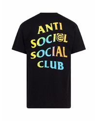 schwarzes bedrucktes T-Shirt mit einem Rundhalsausschnitt von Anti Social Social Club