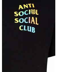 schwarzes bedrucktes T-Shirt mit einem Rundhalsausschnitt von Anti Social Social Club