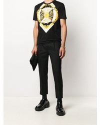 schwarzes bedrucktes T-Shirt mit einem Rundhalsausschnitt von Versace