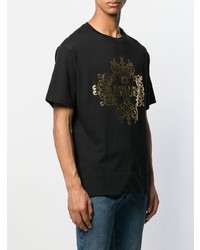 schwarzes bedrucktes T-Shirt mit einem Rundhalsausschnitt von VERSACE JEANS COUTURE