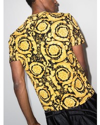 schwarzes bedrucktes T-Shirt mit einem Rundhalsausschnitt von Versace