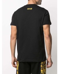 schwarzes bedrucktes T-Shirt mit einem Rundhalsausschnitt von VERSACE JEANS COUTURE