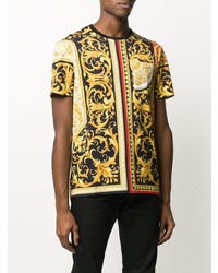 schwarzes bedrucktes T-Shirt mit einem Rundhalsausschnitt von Versace