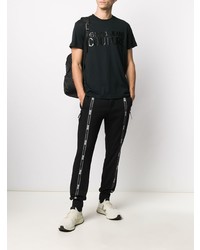 schwarzes bedrucktes T-Shirt mit einem Rundhalsausschnitt von VERSACE JEANS COUTURE