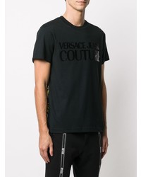 schwarzes bedrucktes T-Shirt mit einem Rundhalsausschnitt von VERSACE JEANS COUTURE