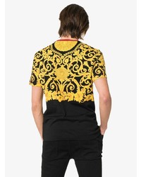 schwarzes bedrucktes T-Shirt mit einem Rundhalsausschnitt von Versace