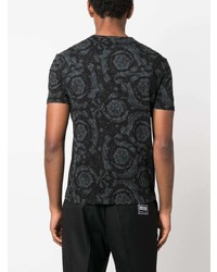 schwarzes bedrucktes T-Shirt mit einem Rundhalsausschnitt von Versace