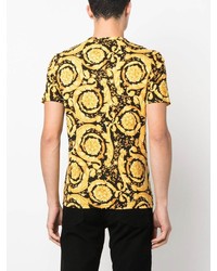 schwarzes bedrucktes T-Shirt mit einem Rundhalsausschnitt von Versace