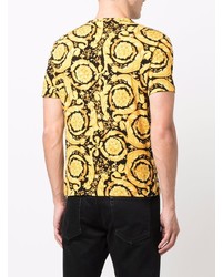 schwarzes bedrucktes T-Shirt mit einem Rundhalsausschnitt von Versace