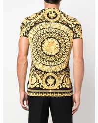 schwarzes bedrucktes T-Shirt mit einem Rundhalsausschnitt von Versace