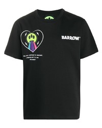 schwarzes bedrucktes T-Shirt mit einem Rundhalsausschnitt von BARROW