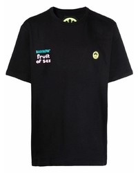 schwarzes bedrucktes T-Shirt mit einem Rundhalsausschnitt von BARROW