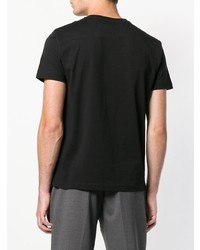 schwarzes bedrucktes T-Shirt mit einem Rundhalsausschnitt von Ea7 Emporio Armani