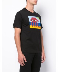 schwarzes bedrucktes T-Shirt mit einem Rundhalsausschnitt von Mostly Heard Rarely Seen 8-Bit