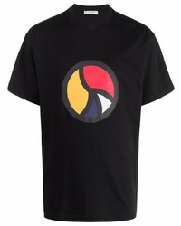 schwarzes bedrucktes T-Shirt mit einem Rundhalsausschnitt von Belford