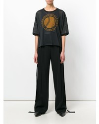 schwarzes bedrucktes T-Shirt mit einem Rundhalsausschnitt von Golden Goose Deluxe Brand