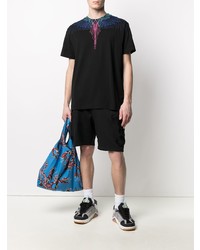 schwarzes bedrucktes T-Shirt mit einem Rundhalsausschnitt von Marcelo Burlon County of Milan