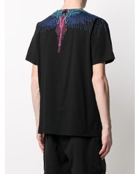 schwarzes bedrucktes T-Shirt mit einem Rundhalsausschnitt von Marcelo Burlon County of Milan