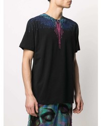 schwarzes bedrucktes T-Shirt mit einem Rundhalsausschnitt von Marcelo Burlon County of Milan