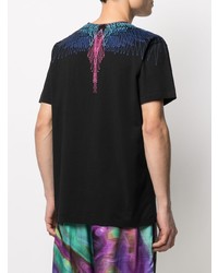 schwarzes bedrucktes T-Shirt mit einem Rundhalsausschnitt von Marcelo Burlon County of Milan