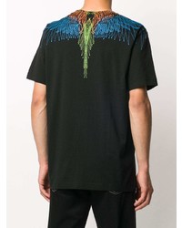 schwarzes bedrucktes T-Shirt mit einem Rundhalsausschnitt von Marcelo Burlon County of Milan