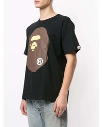 schwarzes bedrucktes T-Shirt mit einem Rundhalsausschnitt von A Bathing Ape