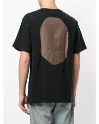 schwarzes bedrucktes T-Shirt mit einem Rundhalsausschnitt von A Bathing Ape