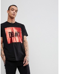 schwarzes bedrucktes T-Shirt mit einem Rundhalsausschnitt von Bikkembergs