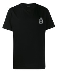 schwarzes bedrucktes T-Shirt mit einem Rundhalsausschnitt von Billionaire